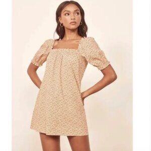 Reformation Vivi Dress in Siesta, Ditzy Floral Mini Babydoll Square